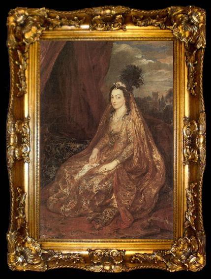 framed  Anthony Van Dyck Portrat der Elisabeth oder Theresia Shirley in orientalischer Kleidung, ta009-2
